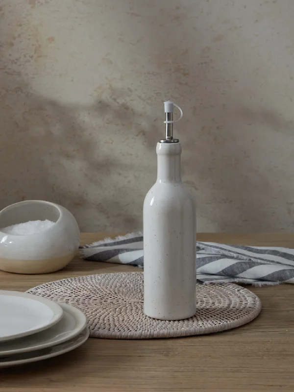 Cream Stoneware Oil Bottle