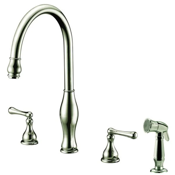 Dawn® 3-hole, 2-handle Widespread Kitchen Faucet with Side Spray, Brushed Nickel