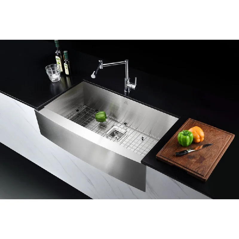 Elysian 32-inch Farmhouse Single Basin Stainless Steel Kitchen Sink in Brushed Satin