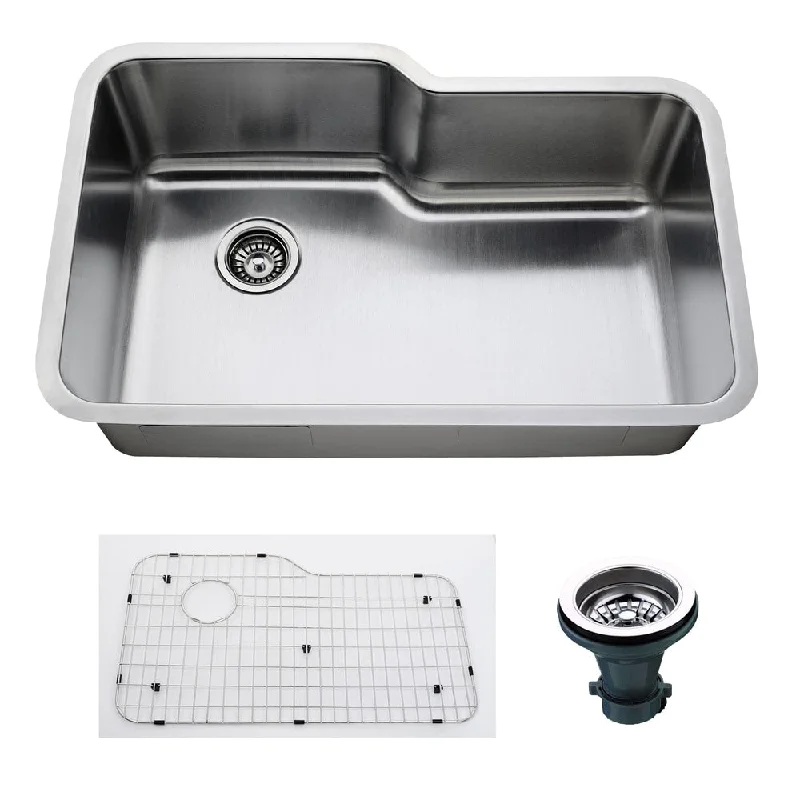 Empire 32 Inch Undermount Single Bowl 16 Gauge Stainless Steel Kitchen Sink with Soundproofing