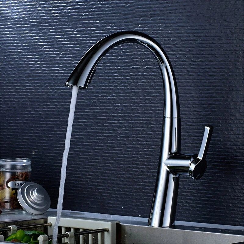 EPOWP Chrome Single-Handle Kitchen Faucet with Pull Down Sprayer