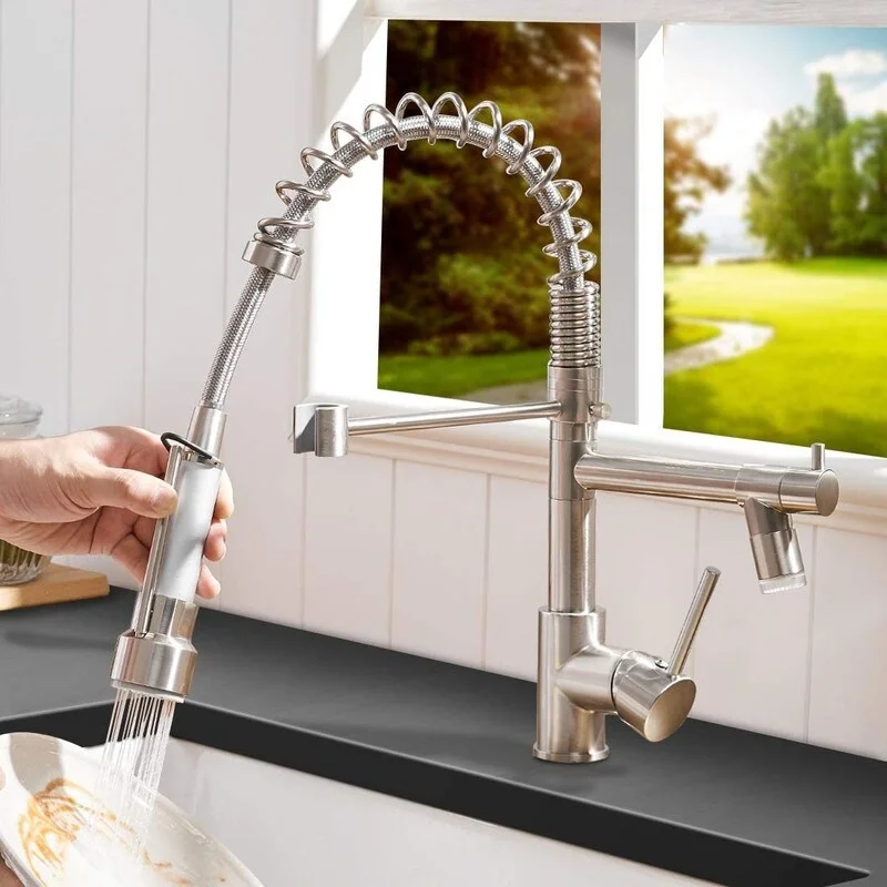 EPOWP LED Kitchen Faucets Pull Down Sprayer Sink Faucet