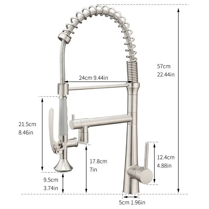 EPOWP LED Sprayer Spring Kitchen Sink Faucet Brushed Nickel