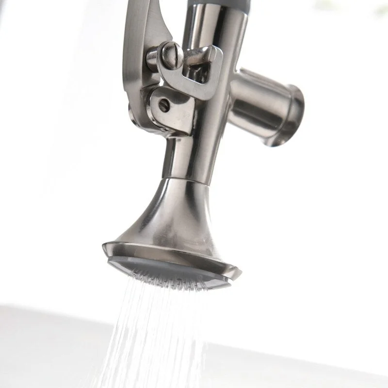 EPOWP Sprayer Spring Kitchen Sink Faucet Brushed Nickel