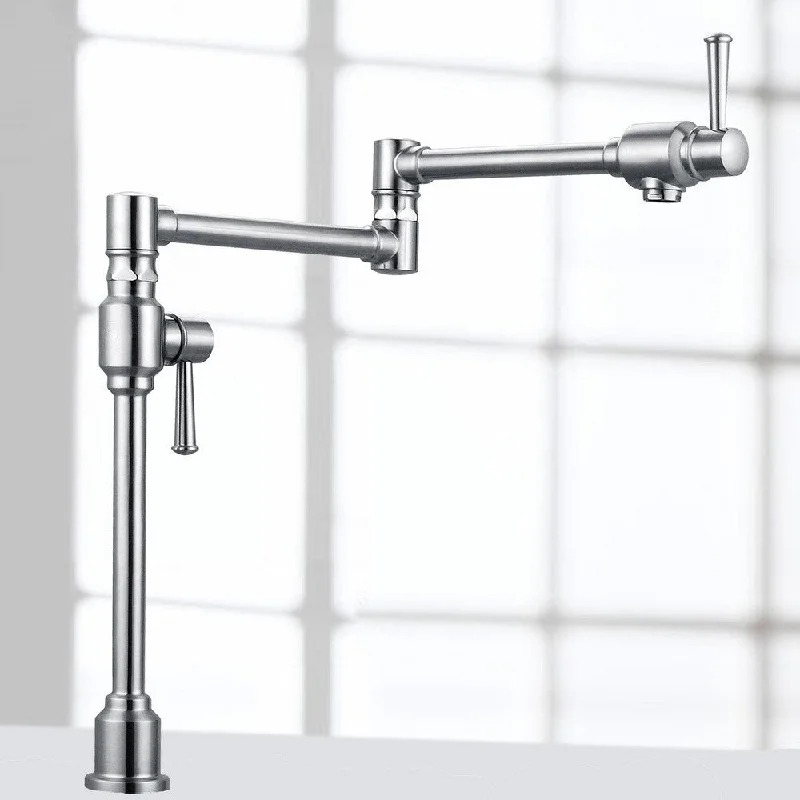 Geyser Stainless Steel Deck Mount Pot Filler Kitchen Faucet with Dual Handles