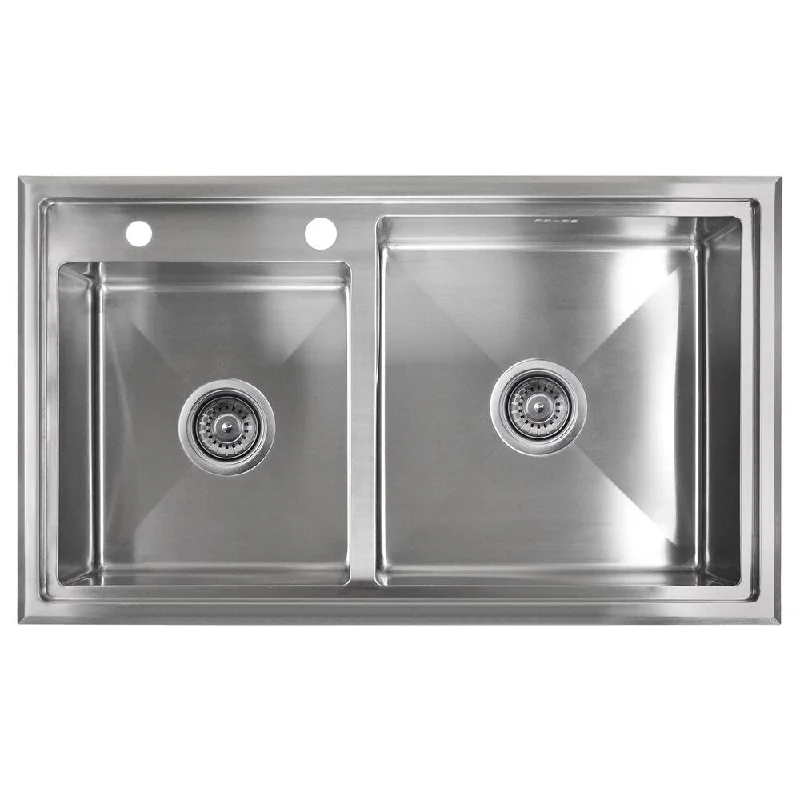 Golden Vantage Stainless Steel 33-inch Double Bowl Topmount Kitchen Sink - Silver