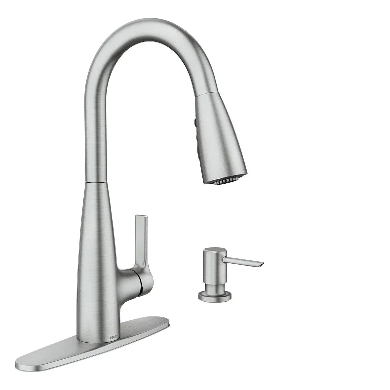 Haelyn Spot Resist Stainless Single-Handle Pull-Down Sprayer Kitchen Faucet Featuring Power Boost for Faster Clean