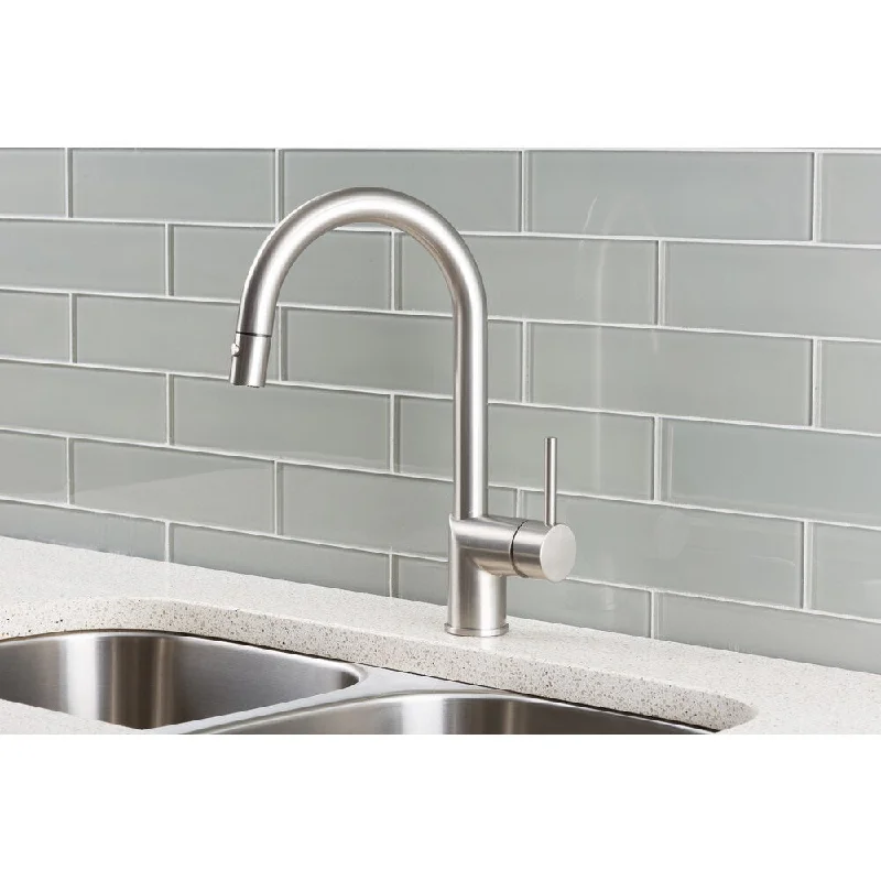 Hahn Stainless Steel/Solid Brass Ultra-modern Single Lever Pull-down Kitchen Faucet - Silver