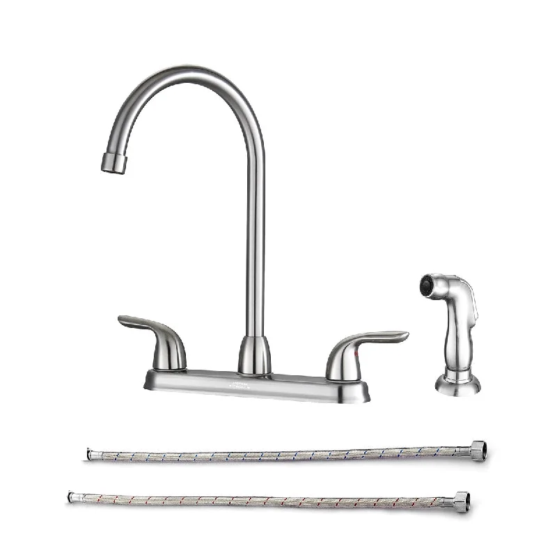 High Arch Two Handles with Side Sprayer Kitchen Faucet