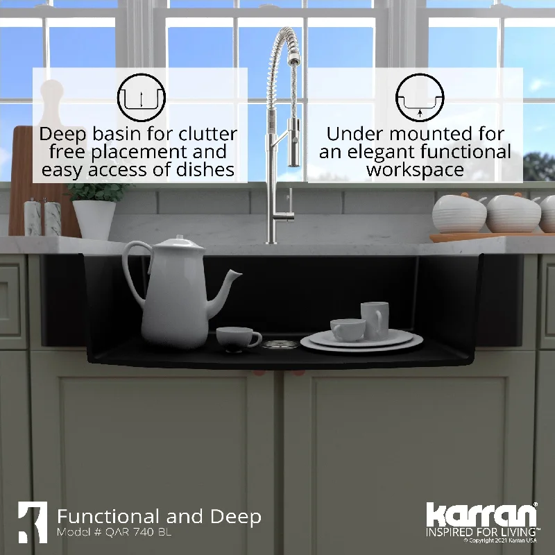 Karran Retrofit Farmhouse Quartz Single Bowl Kitchen Sink Kit