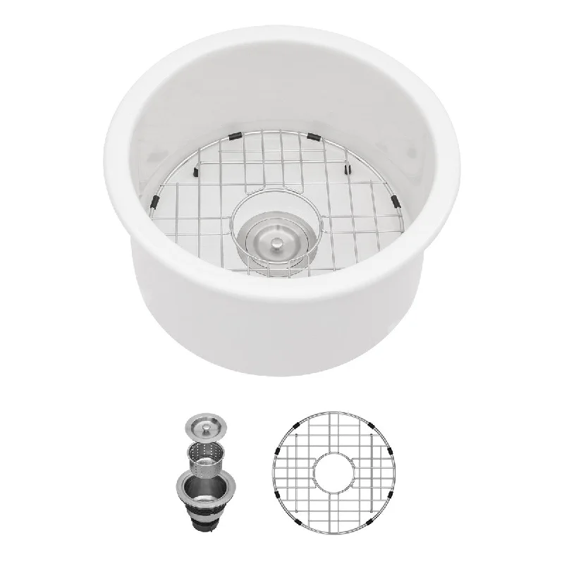 Kichae Ceramic Kitchen Sink 18 Inch Round Undermount Bar Sink - 18"x18"