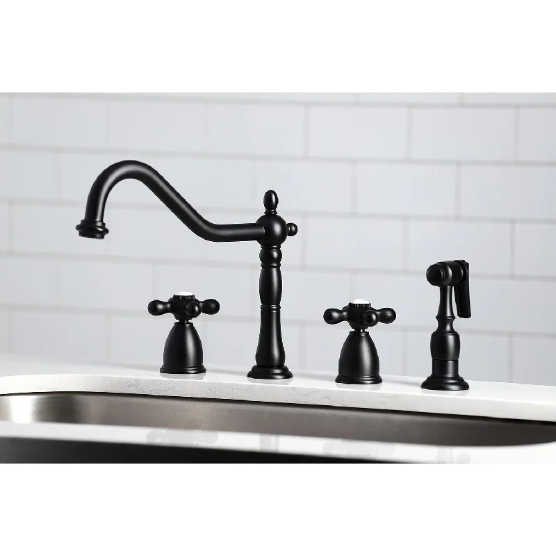 Kingston Brass Heritage 8-Inch Widespread Kitchen Faucet with Brass Sprayer