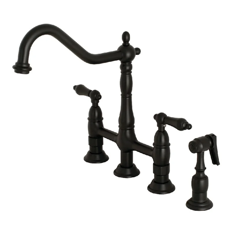 Kingston Brass Heritage Bridge Kitchen Faucet with Brass Sprayer