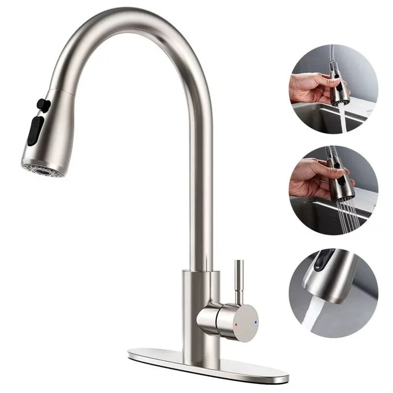 Kitchen Sink Faucets with Pull Down Sprayer