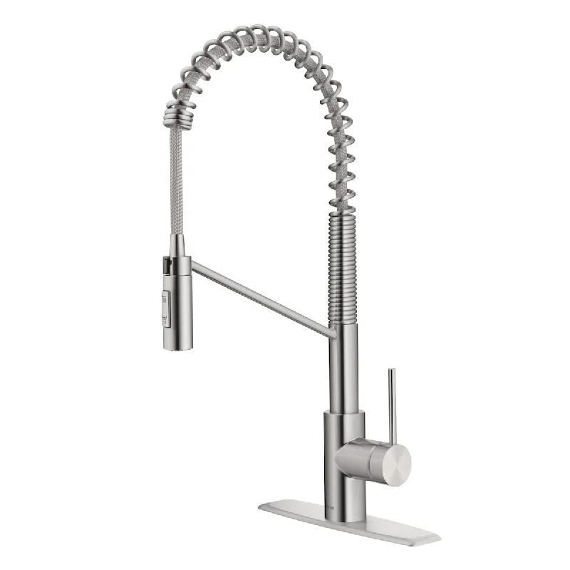 KPF-2631SFS Oletto Single Handle Commercial Kitchen Faucet, 21.85 inch, Pull Down Stainless Steel