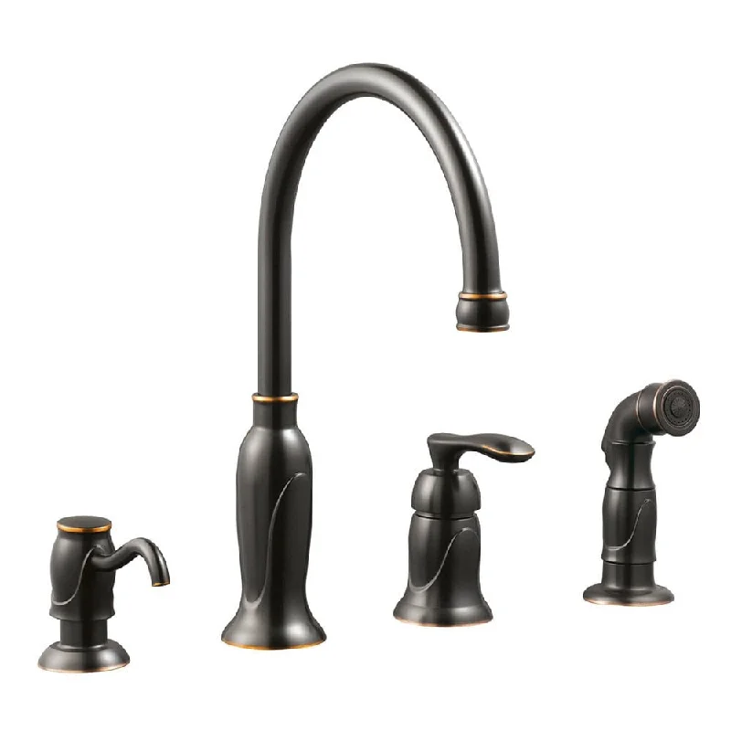 Madison Kitchen Faucet with Side Sprayer and Soap Dispenser in Oil Rubbed Bronze