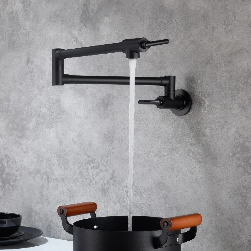 Matte Black Wall Mount Pot Filler Kitchen Faucet