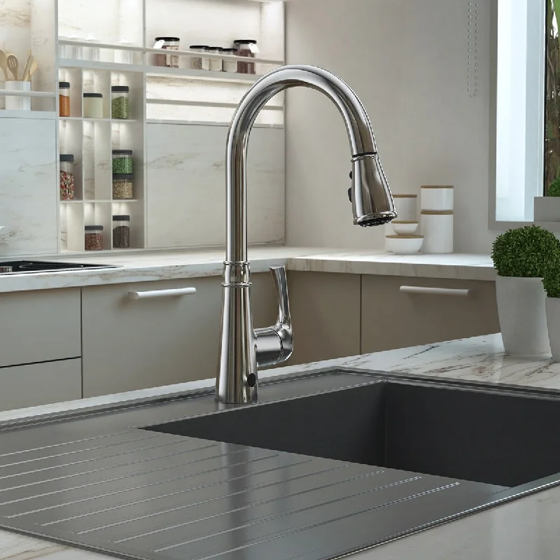 Moorea Collection. Sensor pull-down kitchen faucet. Chrome finish. By Lulani