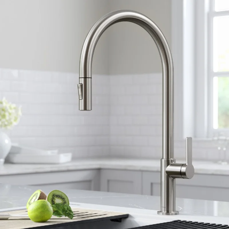 Oletto High-Arc Single Handle Pull-Down Kitchen Faucet in Spot Free Stainless Steel