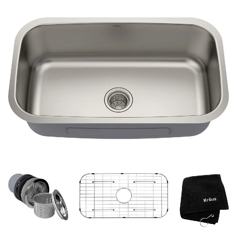 Premier 31 -inch 16 Gauge Undermount Single Bowl Stainless Steel Kitchen Sink - Silver