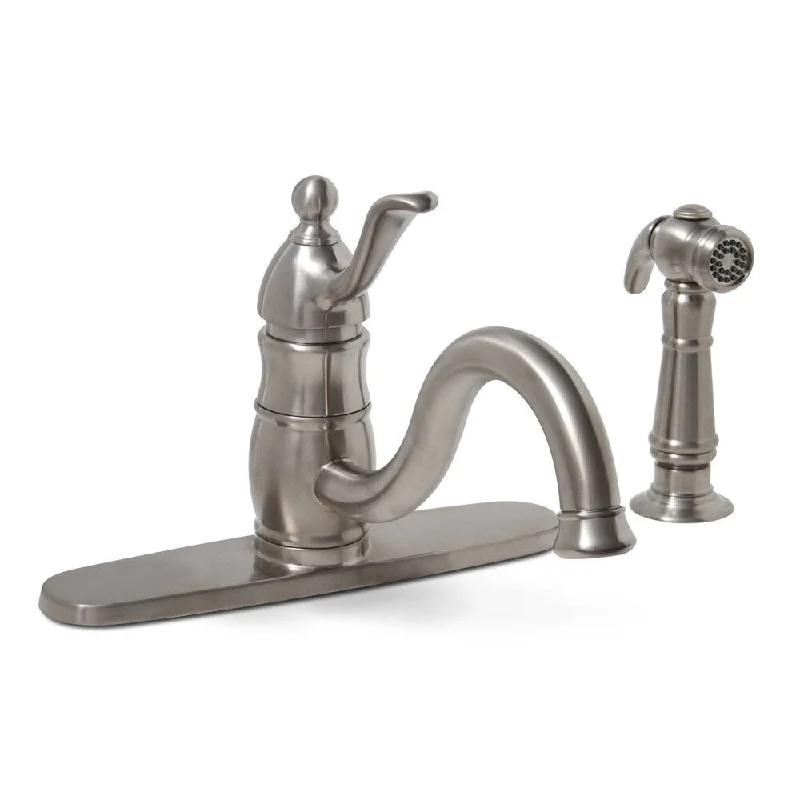 Premier Sonoma Lead-free Single-handle PVD Brushed Nickel Kitchen Faucet with Matching Side Spray