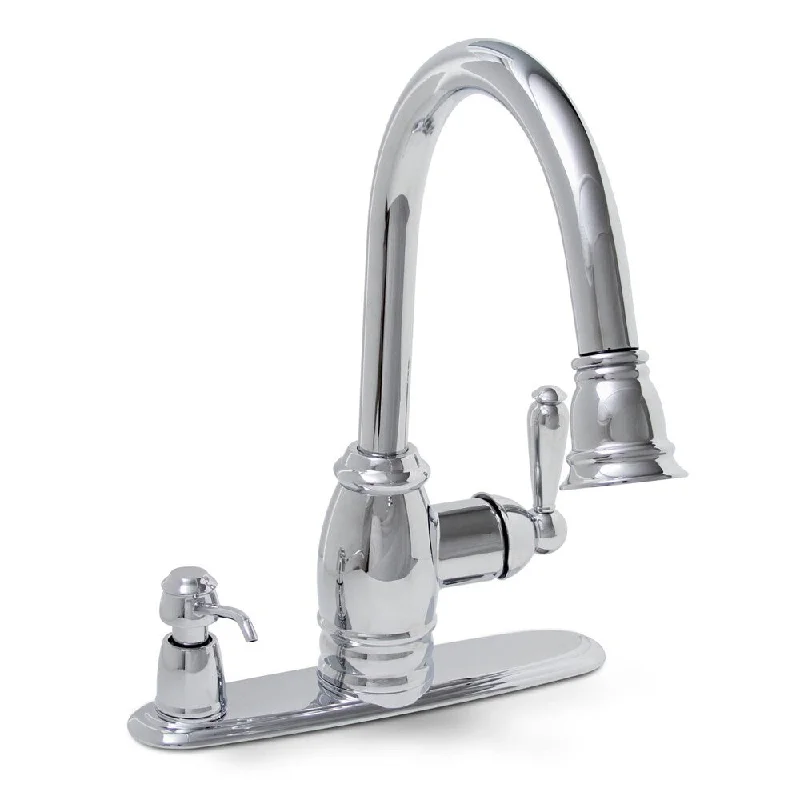 Premier Sonoma Single Handle Pull-down Chrome Kitchen Faucet with Matching Soap Dispenser - Silver