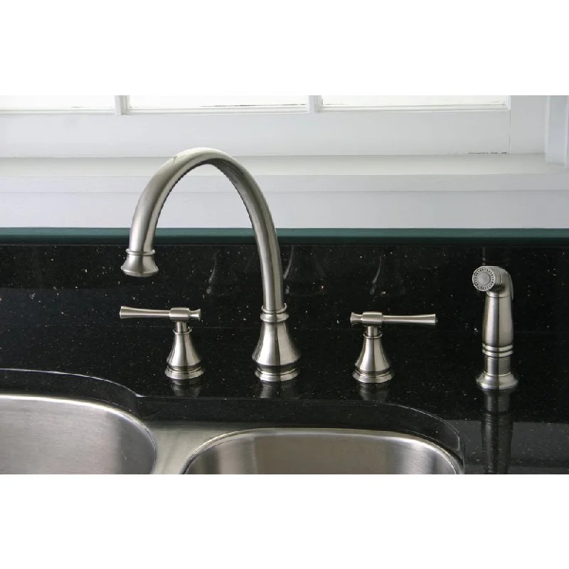 Premier Torino Lead-free Double-handle Brushed Nickel Kitchen Faucet with Matching Sprayer