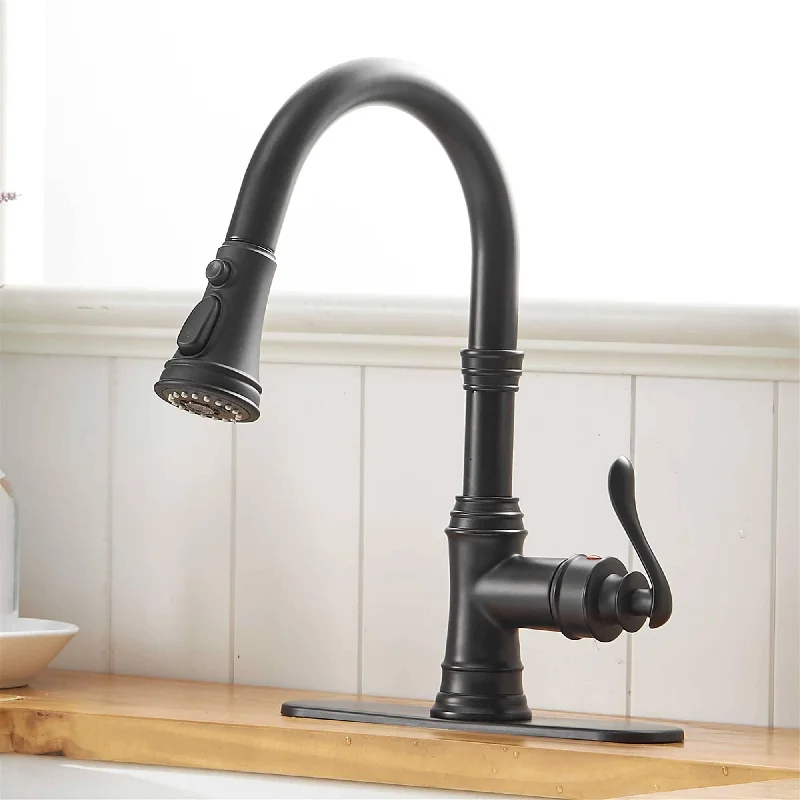 Pull Down Kitchen Faucet Single Handle Modern One Hole Kitchen Sink Faucets With Pull Down Sprayer Basin Tap With Deck Plate