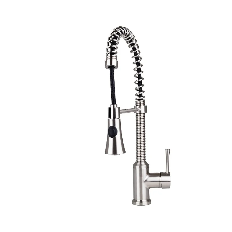 Residential 1-Hole Spring Pull-Down Kitchen Faucet in Brushed Nickel