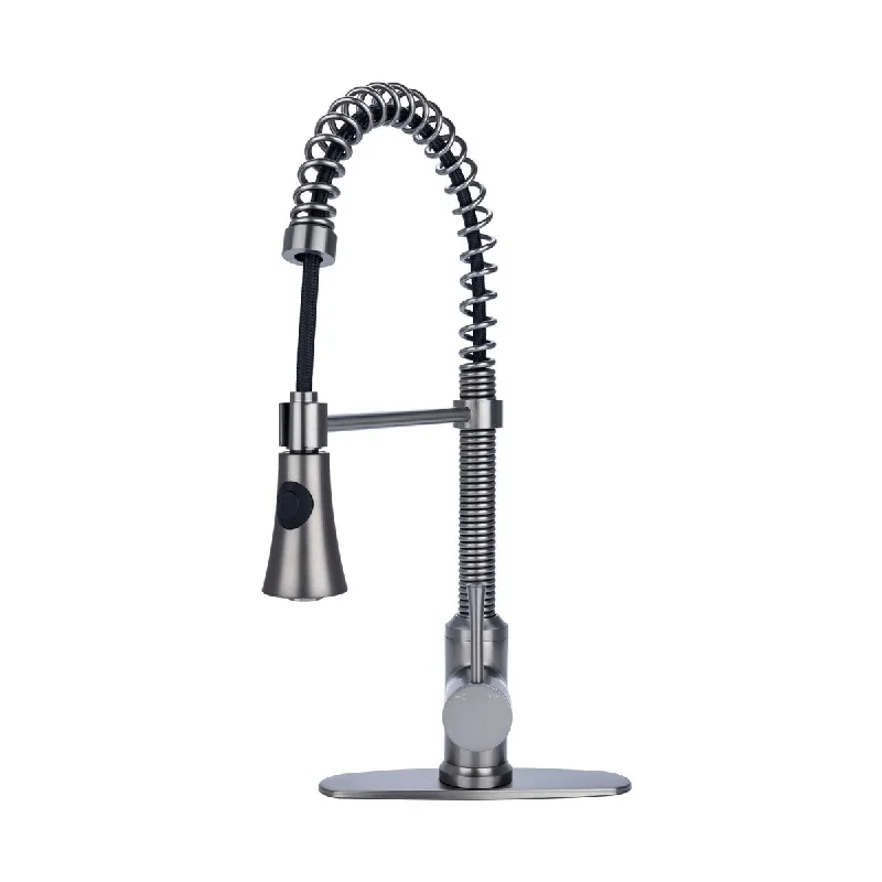 Residential Spring 3-Hole Kitchen Faucet Cone Sprayer in Pewter