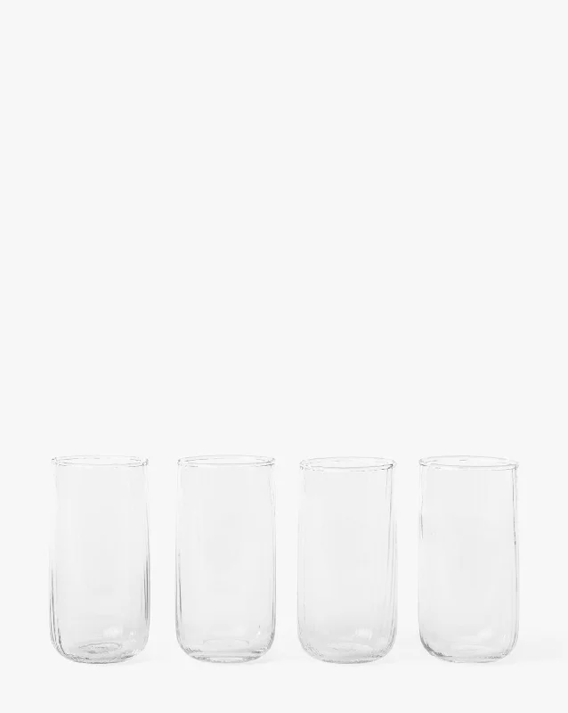 Ribbed Tall Drinking Glasses (Set of 4)