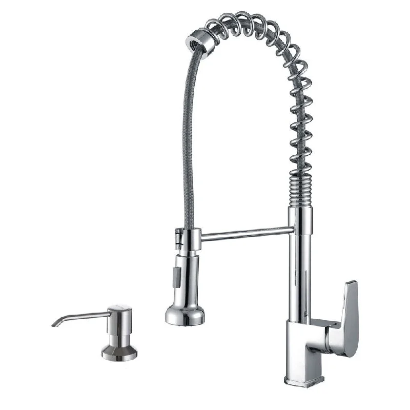 Ruvati Polished Chrome Commercial Style Kitchen Faucet with Soap Dispenser