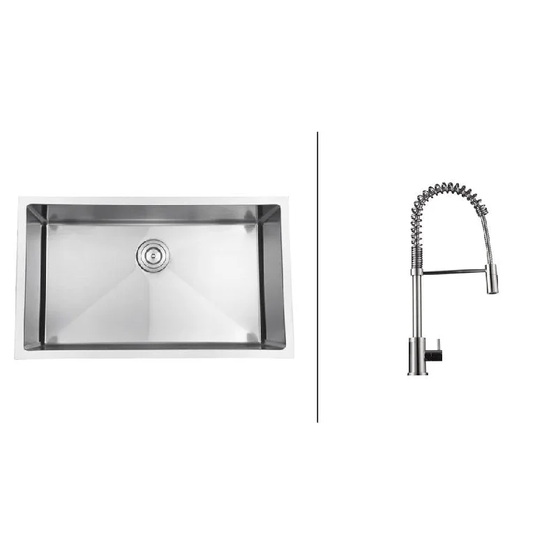 Ruvati RVC2301 Stainless Steel Kitchen Sink and Polished Chrome Faucet Set