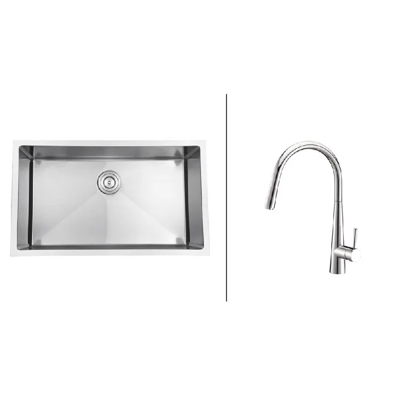 Ruvati RVC2302 Stainless Steel Kitchen Sink and Polished Chrome Faucet Set