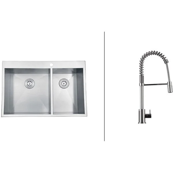 Ruvati RVC2401 Stainless Steel Kitchen Sink and Polished Chrome Faucet Set