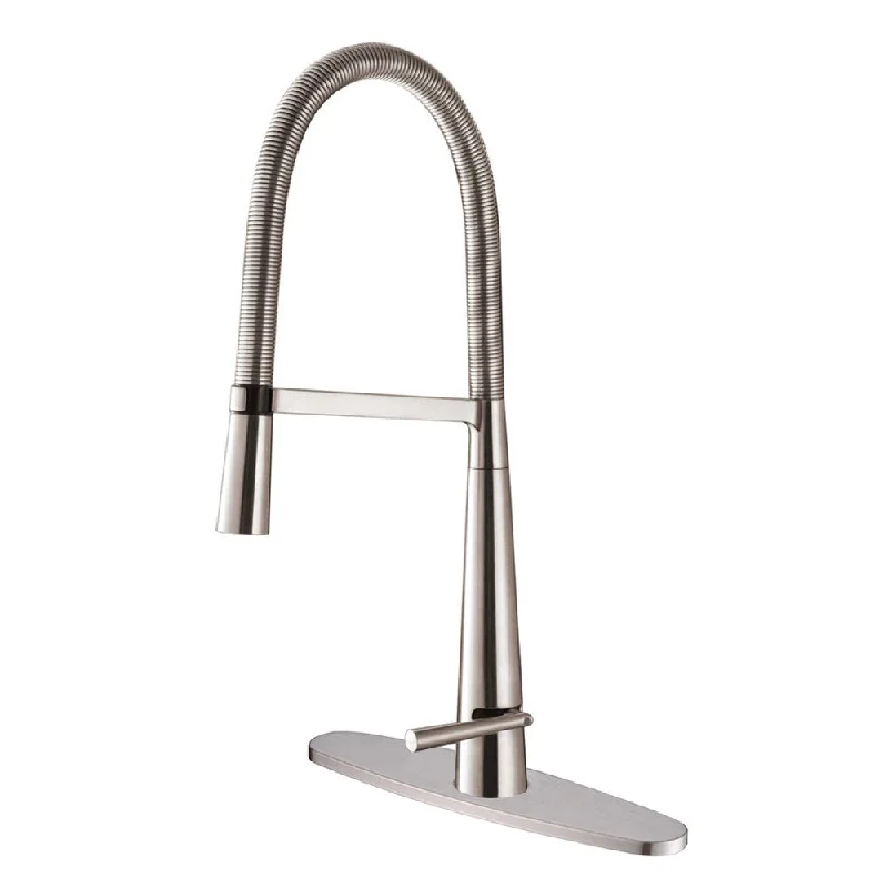 Ruvati RVF1225B1BN Pull-Down Stainless Steel Kitchen Faucet with Deck Plate