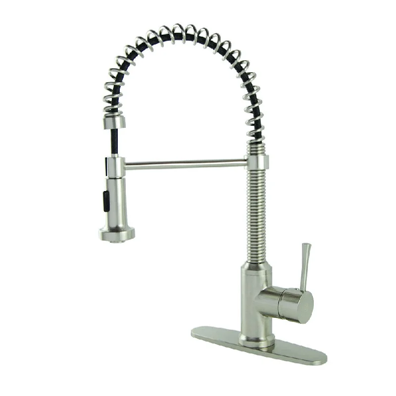 S-Series Residential Spring Coil Brushed Nickel Kitchen Faucet with Deckplate