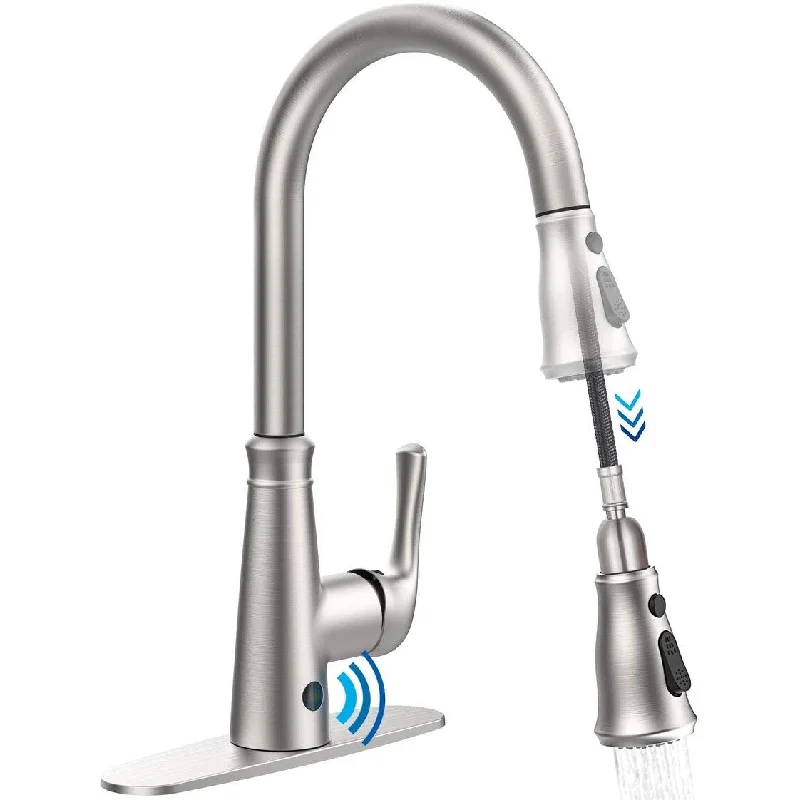 Sensor Touchless One-Handle High Arc Pulldown Modern Kitchen Faucet