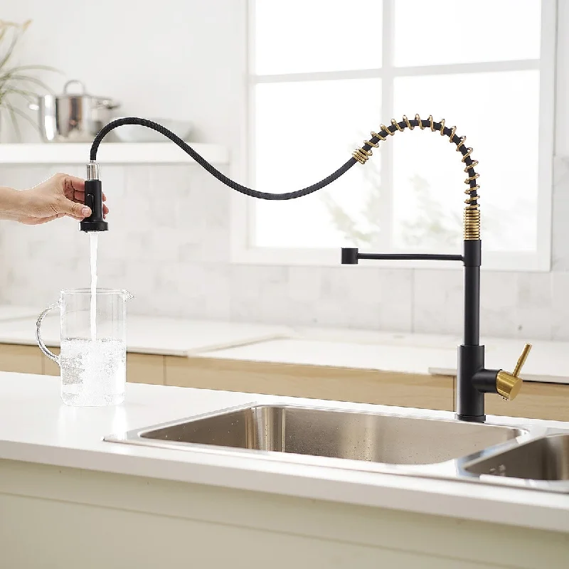 Single Handle High Arc Pull Out Sprayer Kitchen Faucet - 4.1'' x 8.5''