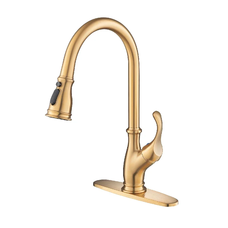 Single Handle Kitchen Faucet With Pull Down Sprayer Single Hole Brushed Gold Kitchen Sink Faucet Kitchen Vanity Basin Tap