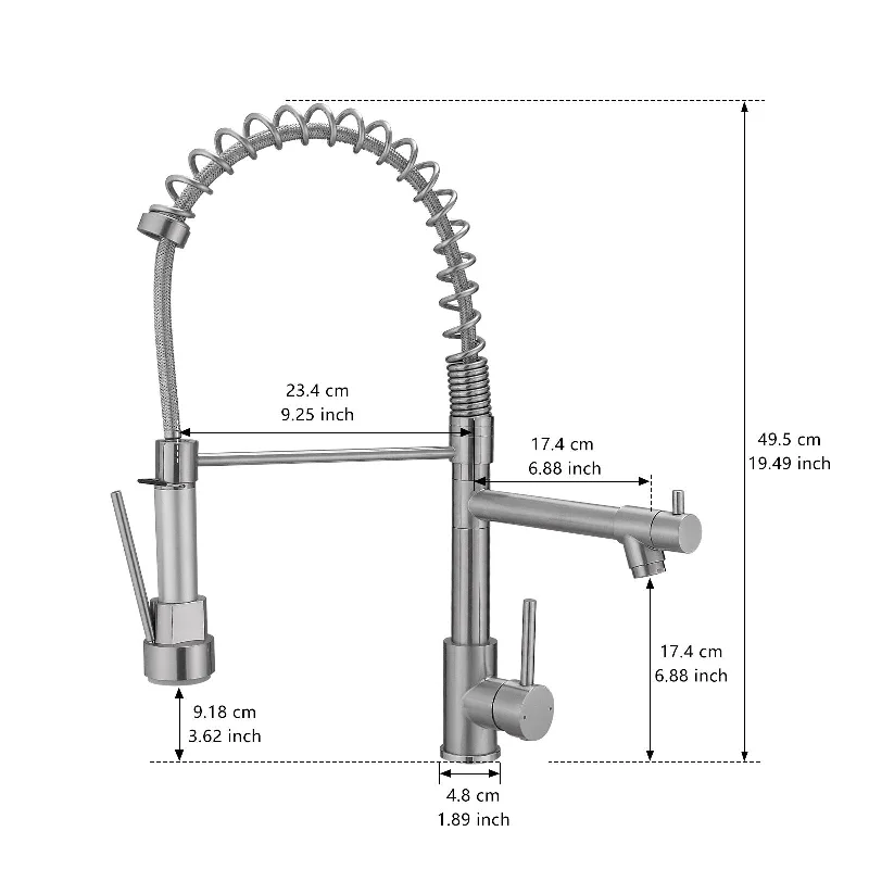 Single-Handle Pull Down Sprayer Kitchen Faucet in Brushed Nickel