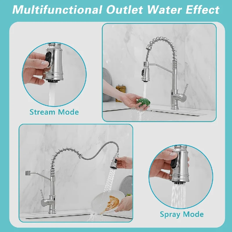 Single Handle Pull Out Sprayer Automatic Smart Kitchen Faucet - 4.2'' x 9.5''