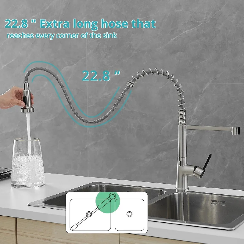 Single Handle Pull Out Sprayer Automatic Smart Kitchen Faucet - 4.56'' x 8.86''