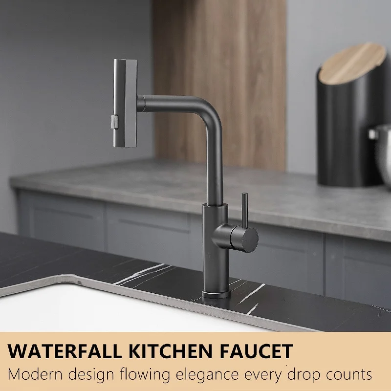 Single-Handle Pull Out Sprayer Kitchen Faucet in Black