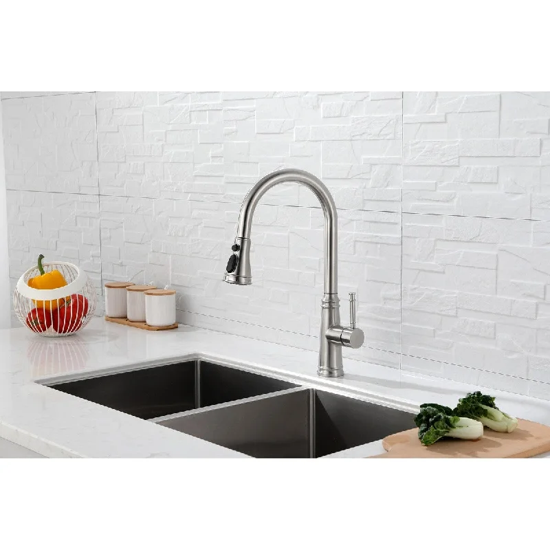 Stainless Steel Brushed Nickel Touch Kitchen Faucet, with Pull Down Sprayer, Single Hole Mixing Hot and Cold and Ceramic Valve