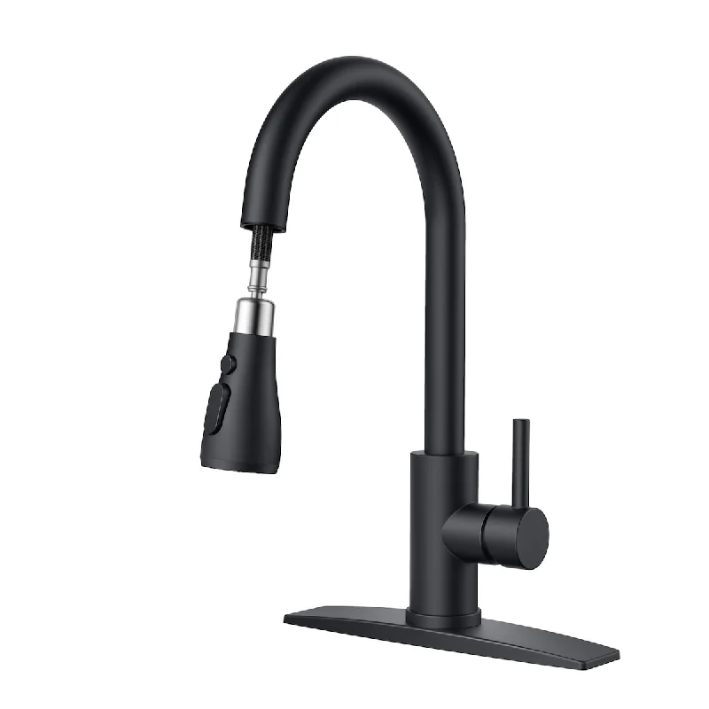 Stainless Steel Kitchen Faucet with Pull Down Sprayer, Utility Pull Out Sink Faucet, Single Handle High Arc Kitchen Sink Faucets