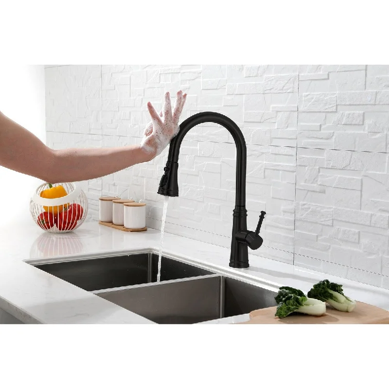 Stainless Steel Matte Black Touch Kitchen Faucet, with Pull Down Sprayer, Single Hole Mixing Hot and Cold and Ceramic Valve