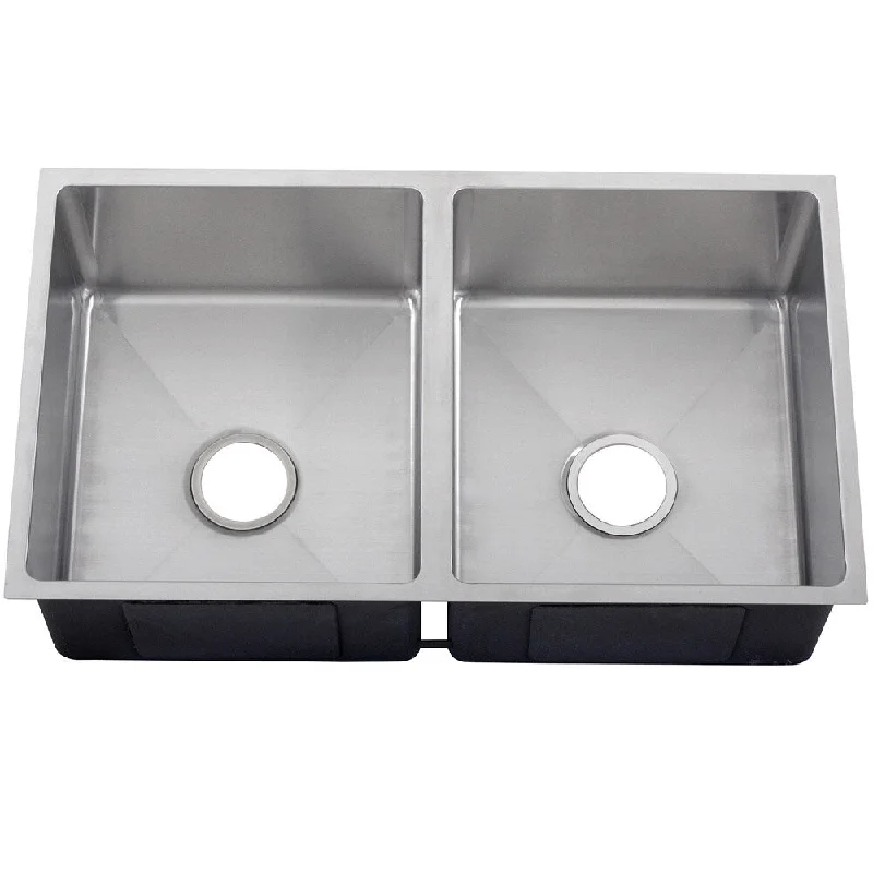 Ticor 32-inch 16-gauge Stainless Steel Double Bowl Tight Radius Undermount Square Kitchen Sink Cente