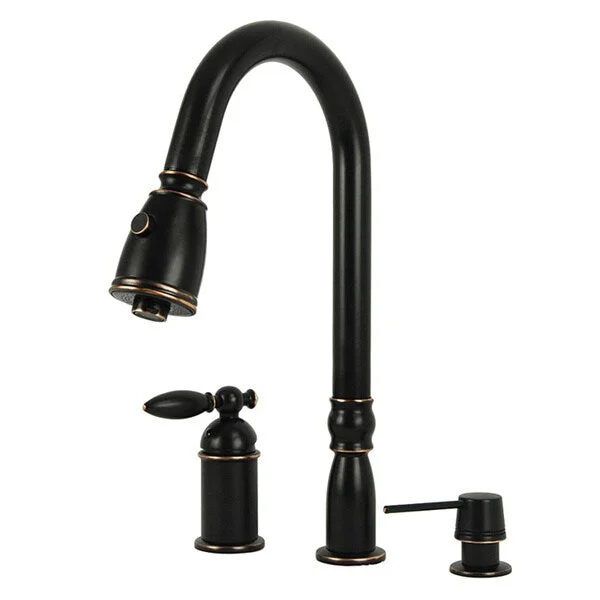 Traditional Oil Rubbed Bronze Pull-down Kitchen Faucet with Soap Dispenser