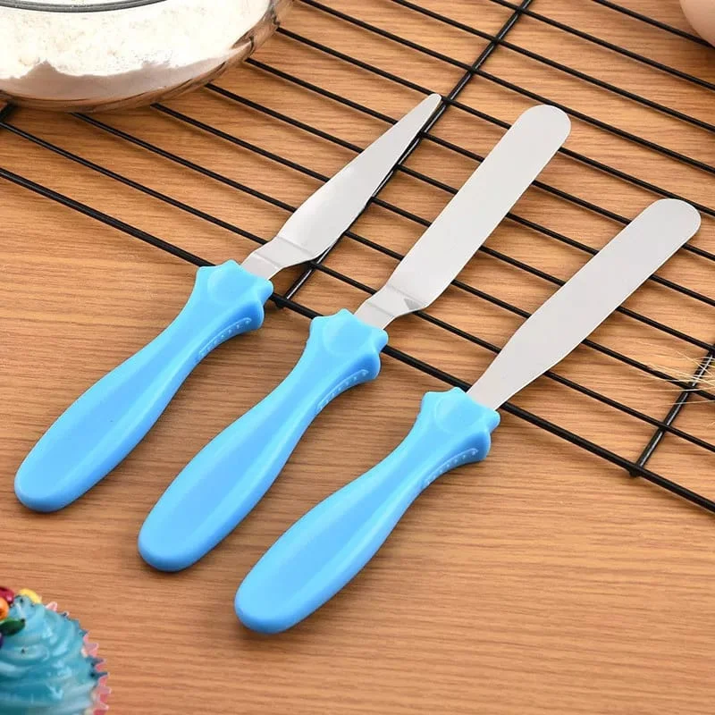 3 pcs Cake Decorating Icing Spatula tools Stainless Steel decorating cake Spatula knife offset Cake comb for Baking tools